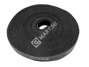 Netko Лента-липучка многоразовая 14,5мм*10м, с насечками для отрыва (каждые 2 см), черная Optima