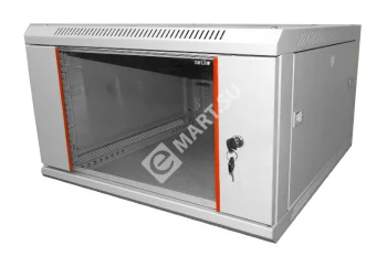 Netko Шкаф настенный 6U серия WM (600х650х370), передняя дверь стекло, разборный, серый 